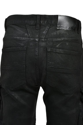 COATING SLIM BIKER CARGO PANTS / BLK