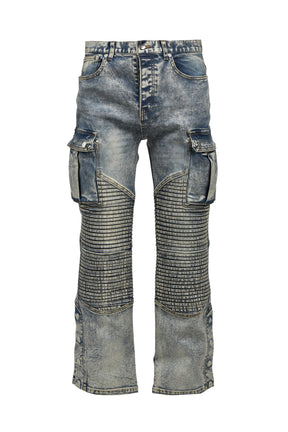 COATING SLIM BIKER CARGO PANTS / IND