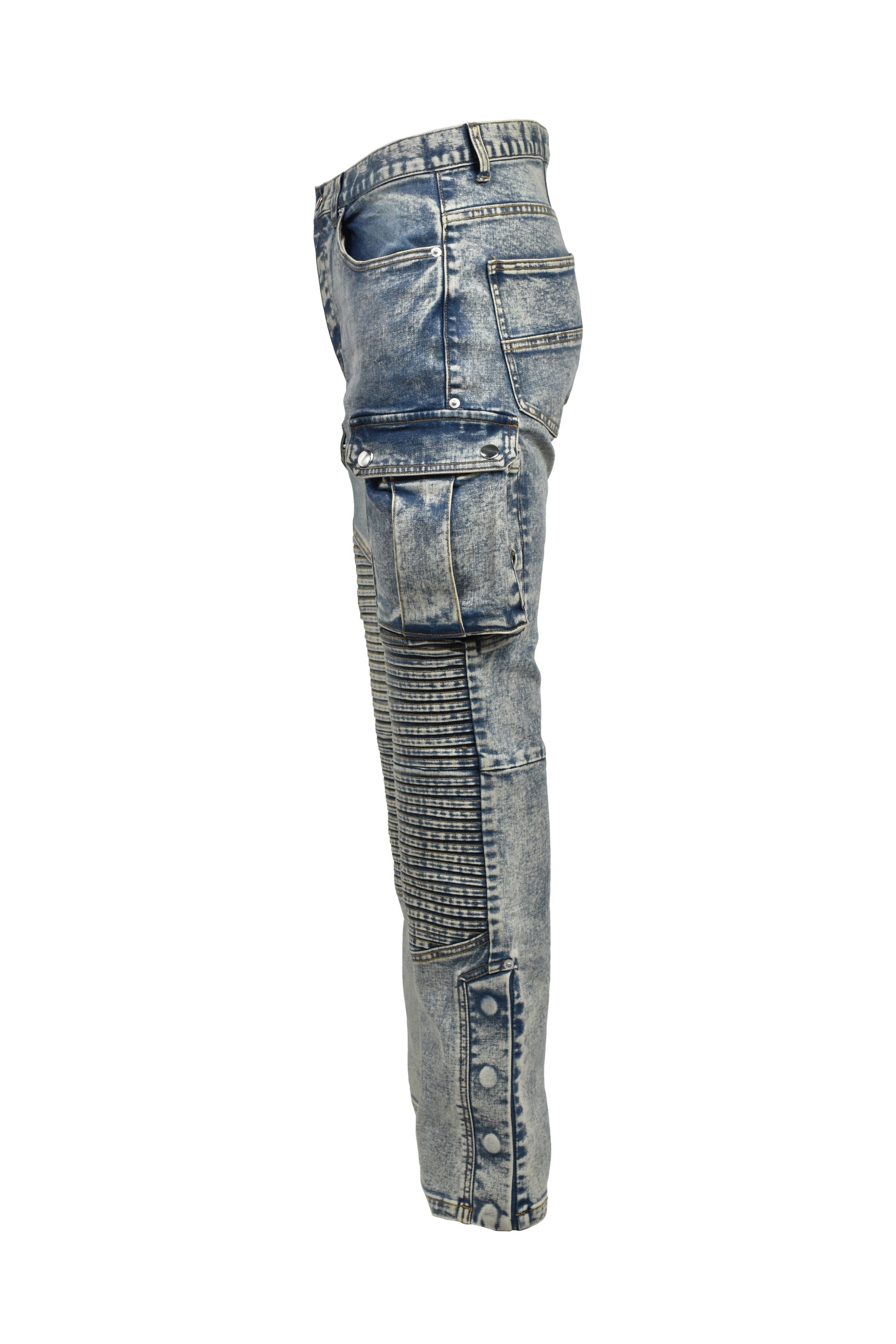COATING SLIM BIKER CARGO PANTS / IND