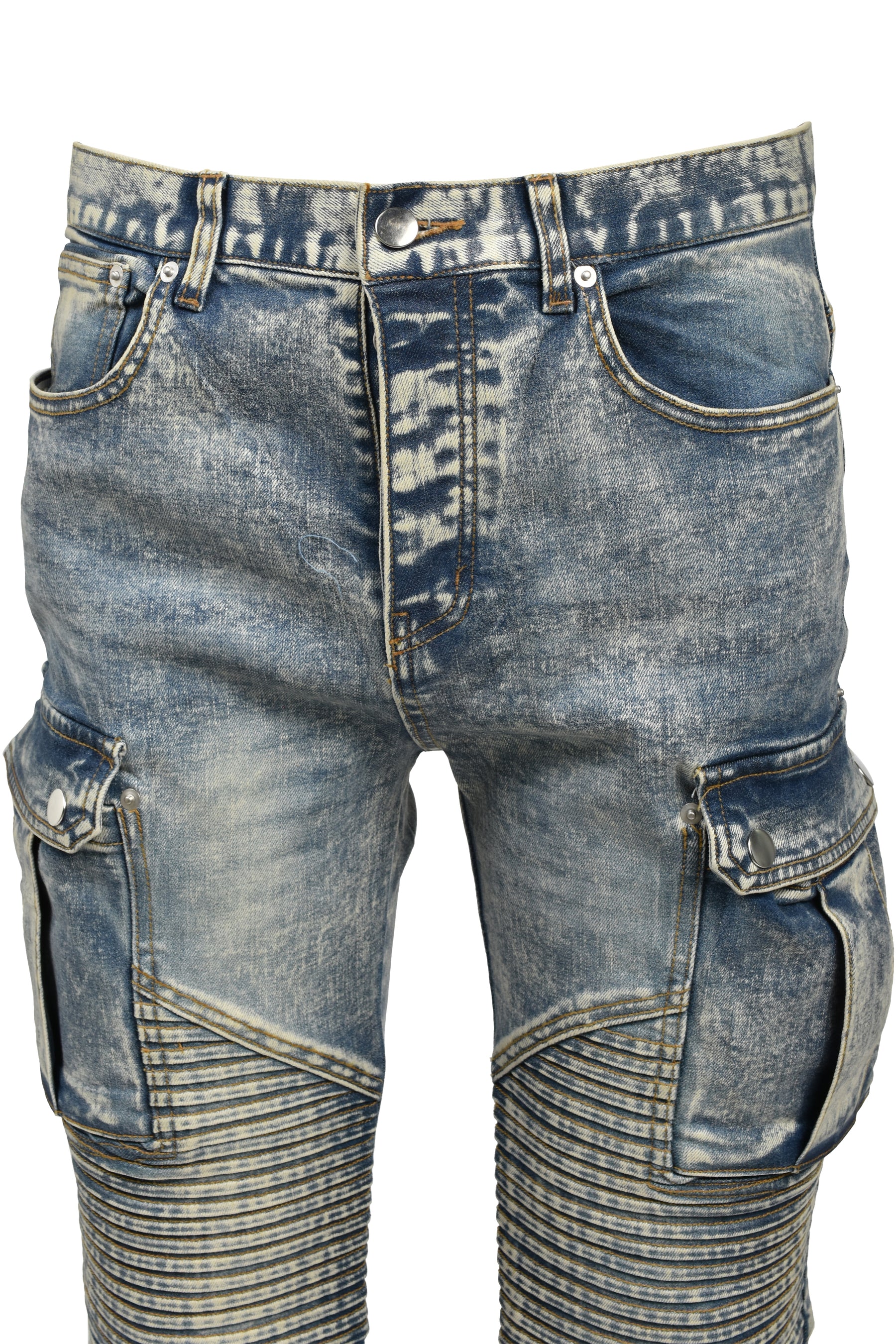 COATING SLIM BIKER CARGO PANTS / IND