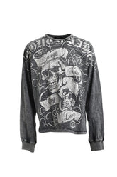SKULL WASH LS TEE / BLK