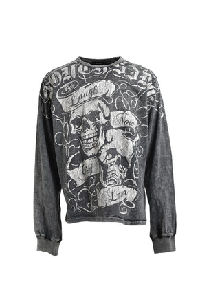 SKULL WASH LS TEE / BLK