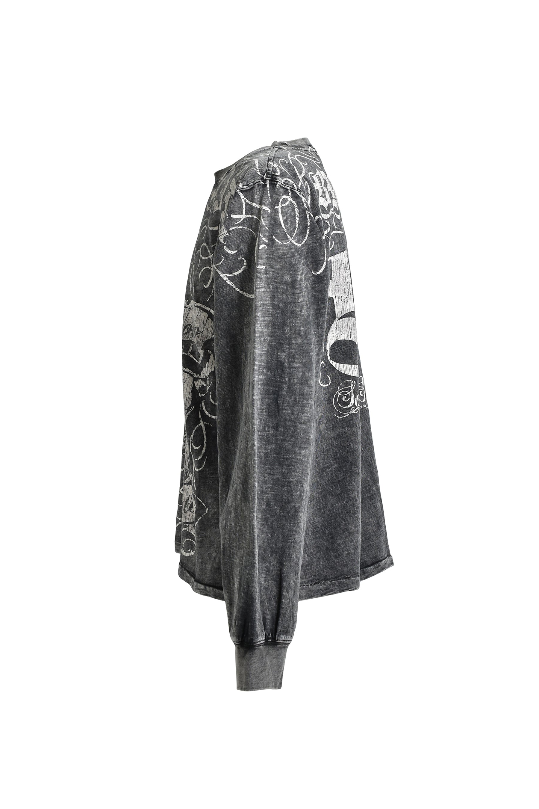 SKULL WASH LS TEE / BLK