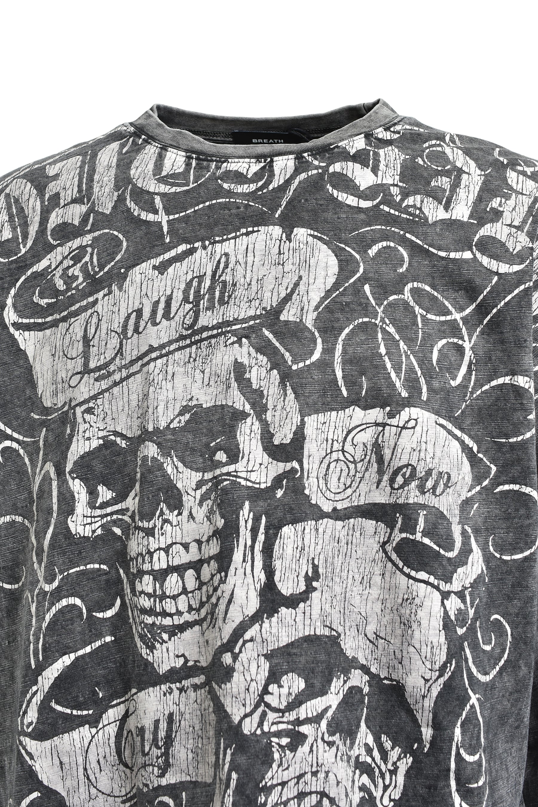 SKULL WASH LS TEE / BLK