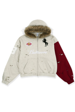 BUTTIVORE FUR LINING ZIP HOODIE / OATMEAL MELANGE