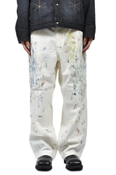 CORDULOY CARPENTER PAINTED PANTS / WHT 