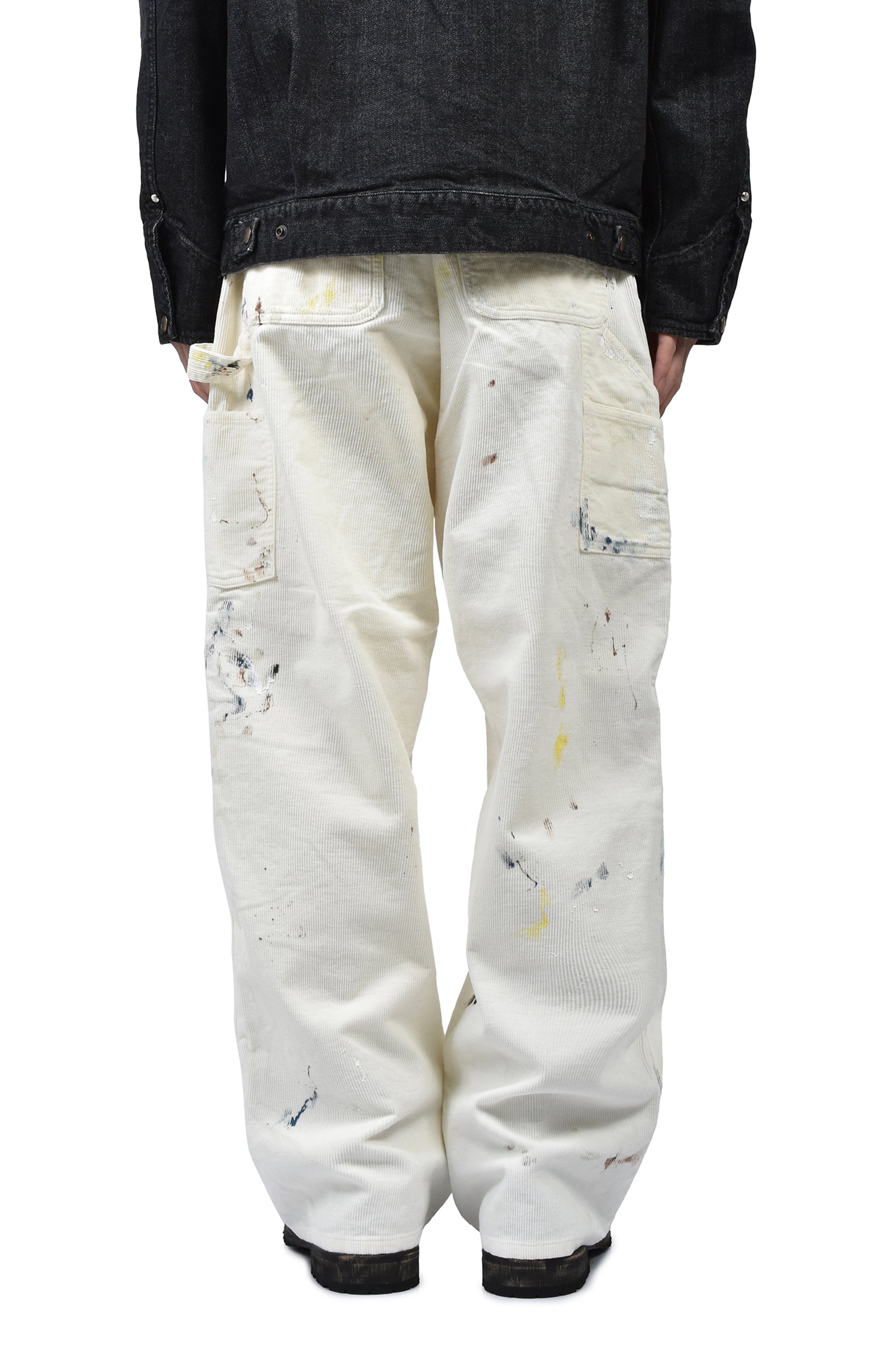 CORDULOY CARPENTER PAINTED PANTS / WHT 