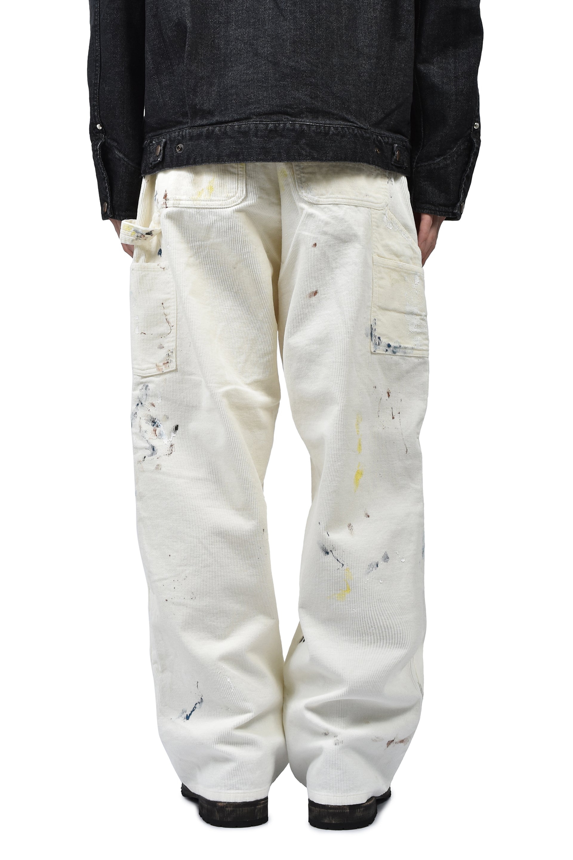 CORDULOY CARPENTER PAINTED PANTS / WHT