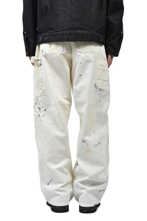 CORDULOY CARPENTER PAINTED PANTS / WHT 