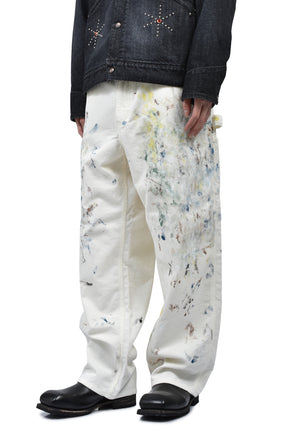 CORDULOY CARPENTER PAINTED PANTS / WHT 
