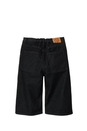 CROPPED WIDE DENIM SHORTS (EXCLUSIVE) / BLK