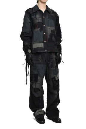 CRUST SASHIKO JACQUARD WIDE PANT / BLK