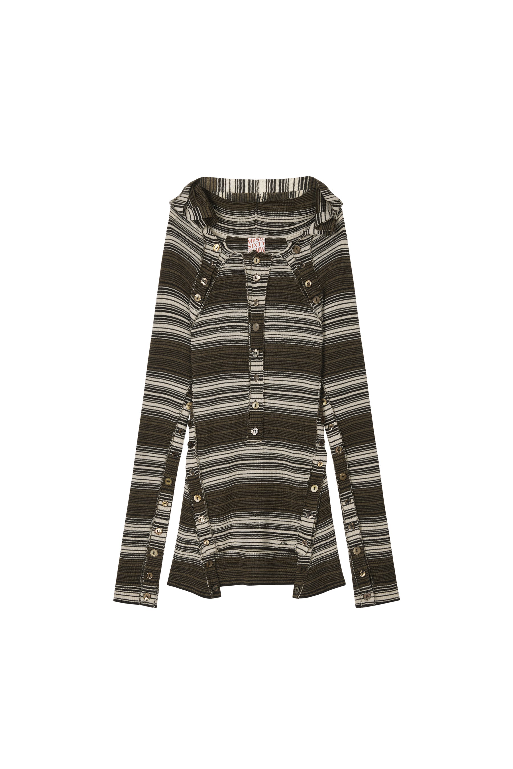 STRIPED KNIT SWEATER / DARK BRW BEI