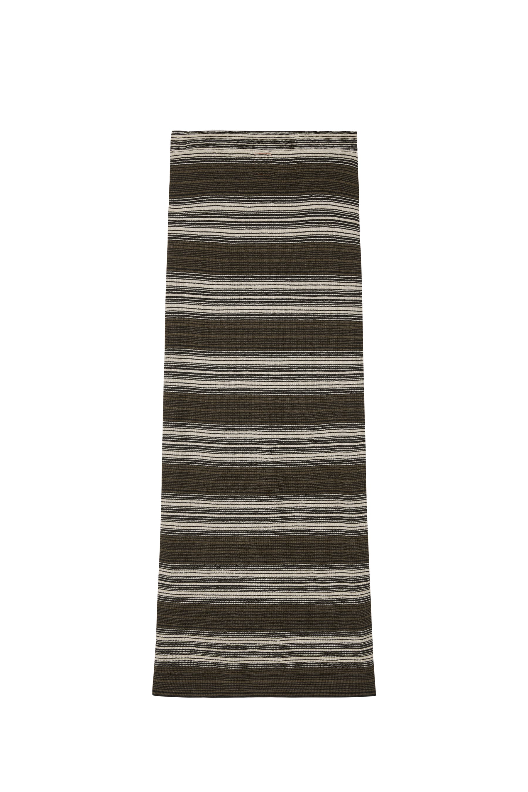 STRIPED KNIT MAXI SKIRT / DARK BRW BEI