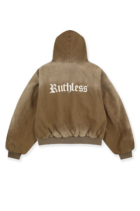 DETACHABLE FUR HOODIED WORK JACKET / BEI