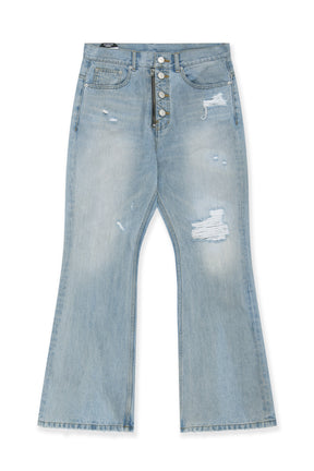 DOUBLE CLOSURE FLARED DENIM / BLU
