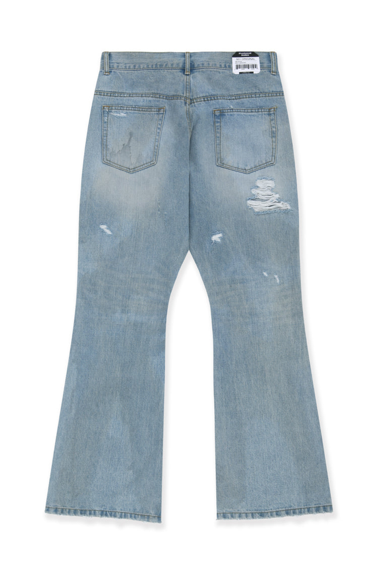 DOUBLE CLOSURE FLARED DENIM / BLU