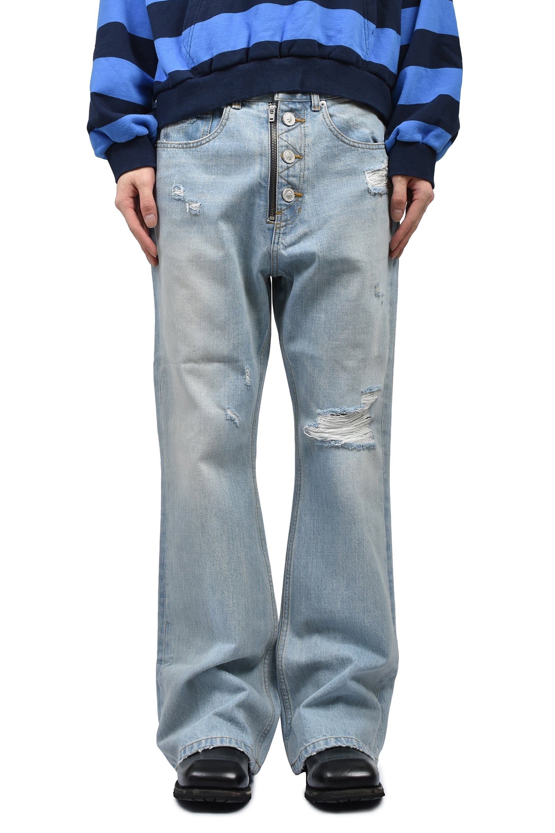 DOUBLE CLOSURE FLARED DENIM / BLU