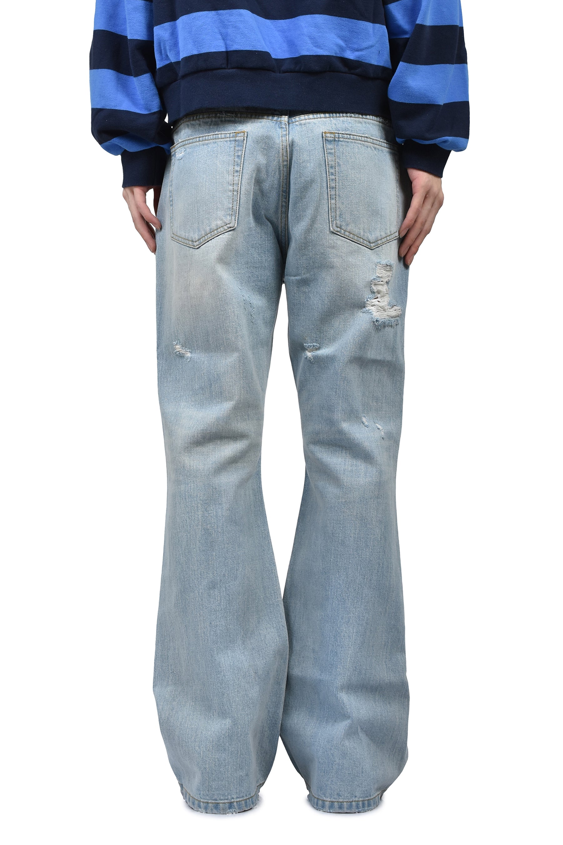 DOUBLE CLOSURE FLARED DENIM / BLU