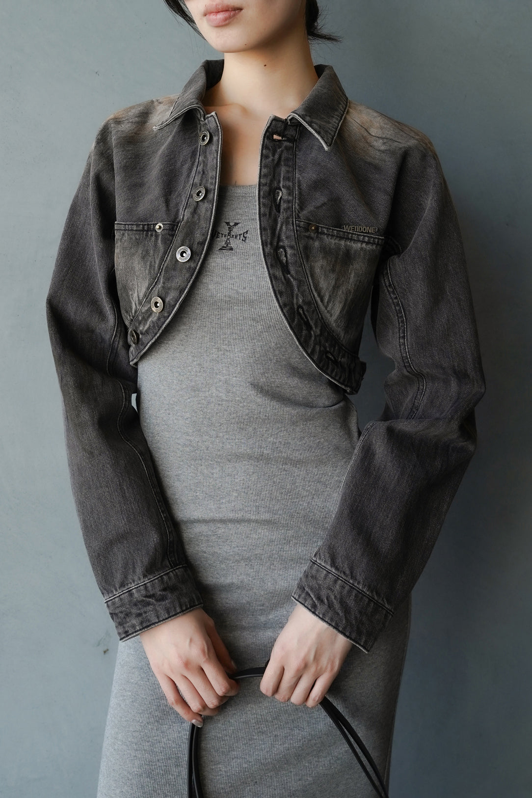 CROP DENIM JACKET / BLK