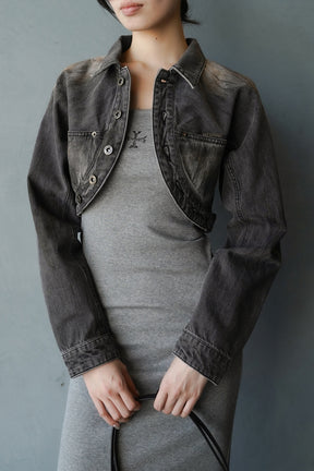 CROP DENIM JACKET / BLK