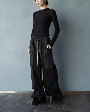 CROPPED HOODED RIB LS T / BLK