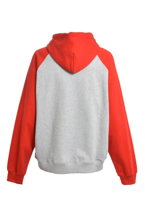 BREATH TWO TONE EMBROIDERY HOODIE / RED H.GRY