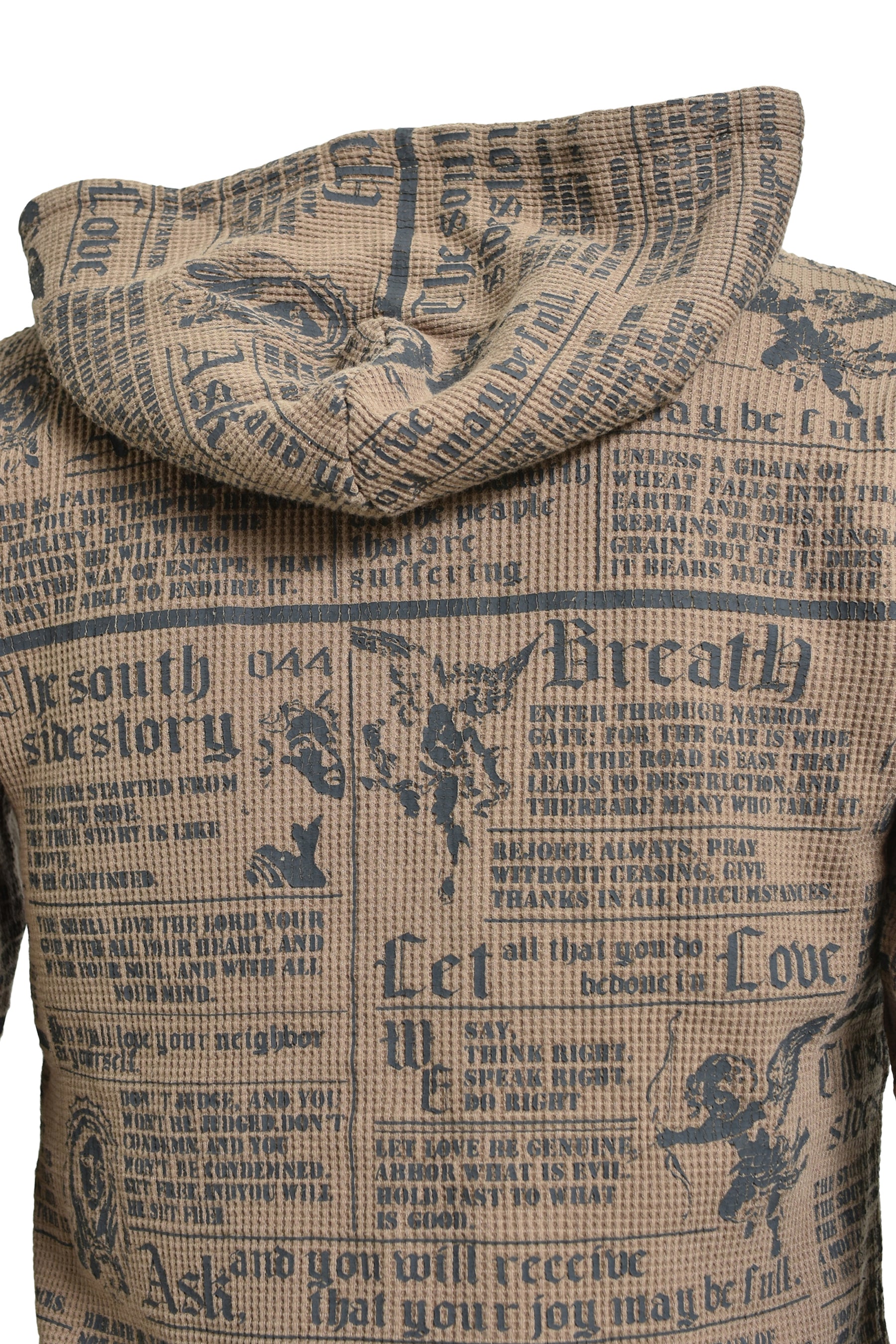 SKULL WASH WAFFLE ZIP UP HOODE / BRW