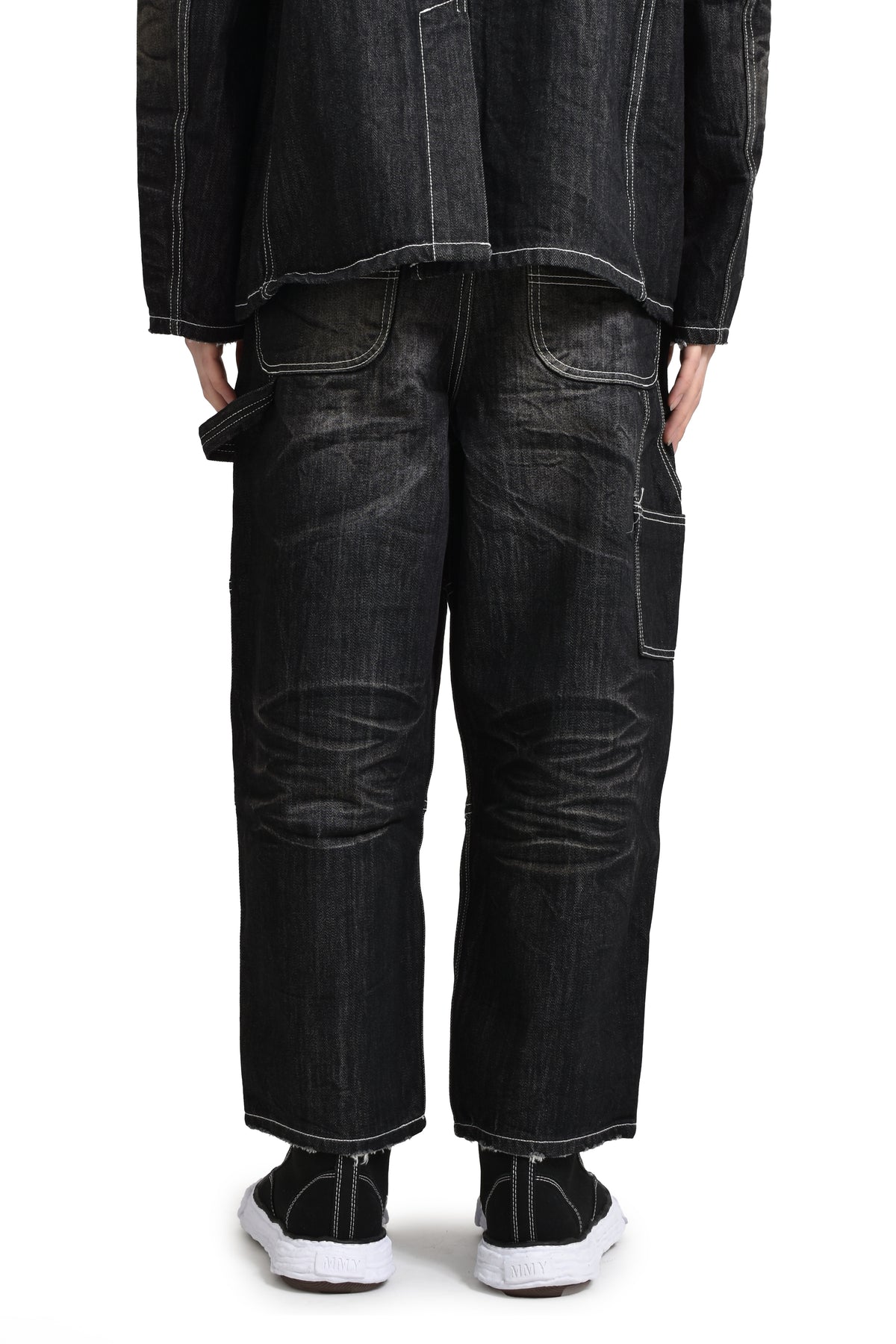 DOUBLE KNEE DENIM PANTS / BLK