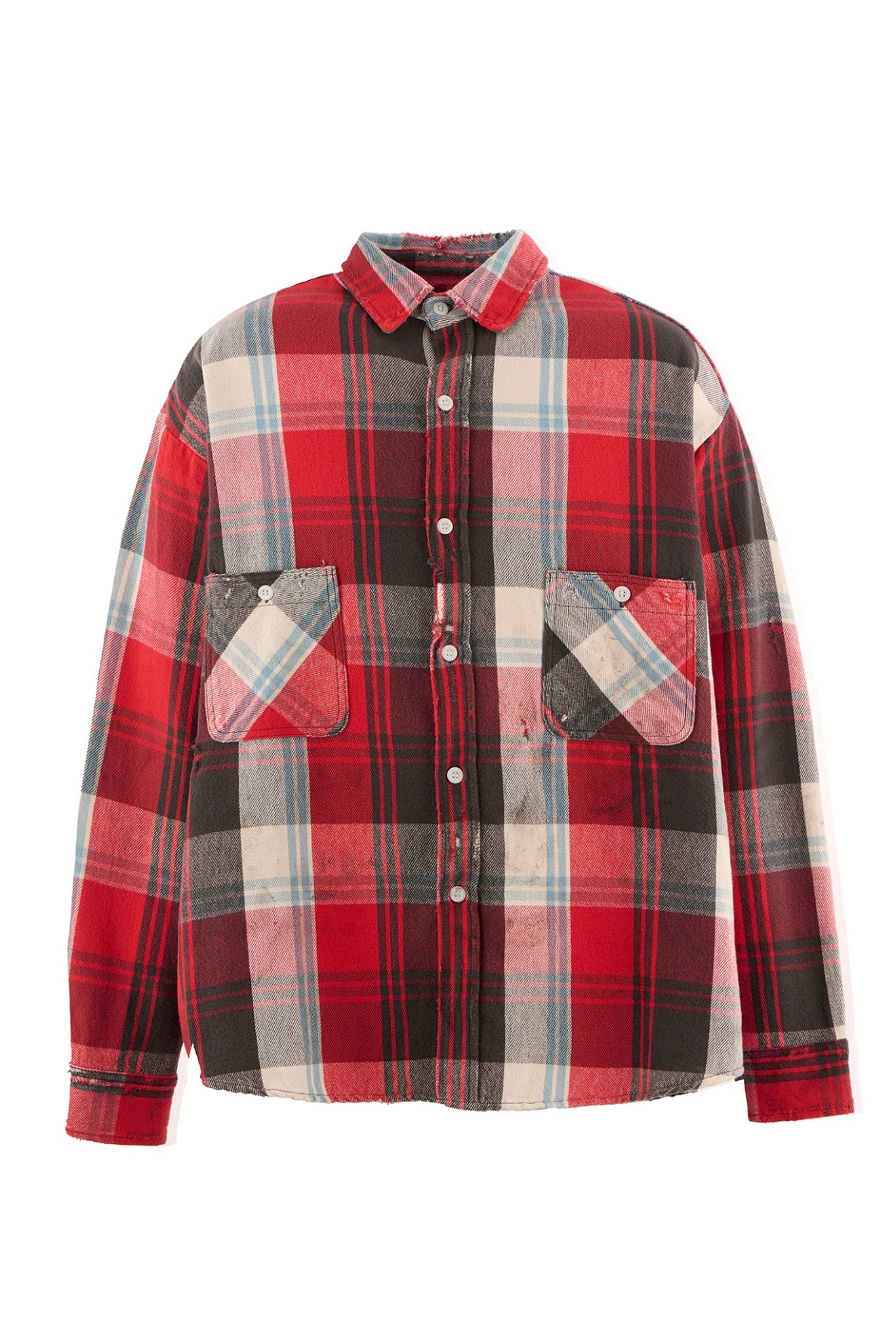 FLANNEL SHIRT/CHECK+GRAY / RED/GRY