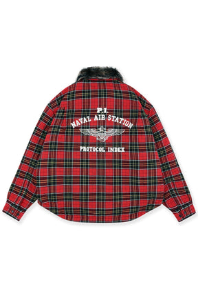FUR FLANNEL SHIRTS JACKET / RED