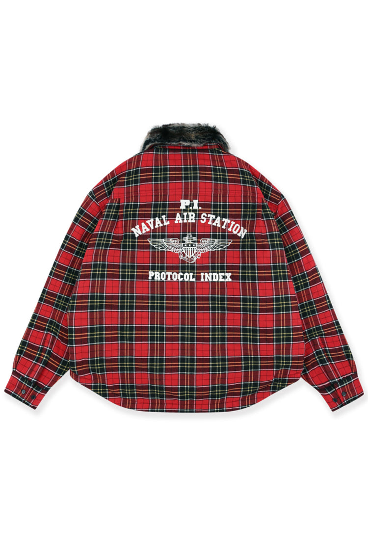 FUR FLANNEL SHIRTS JACKET / RED