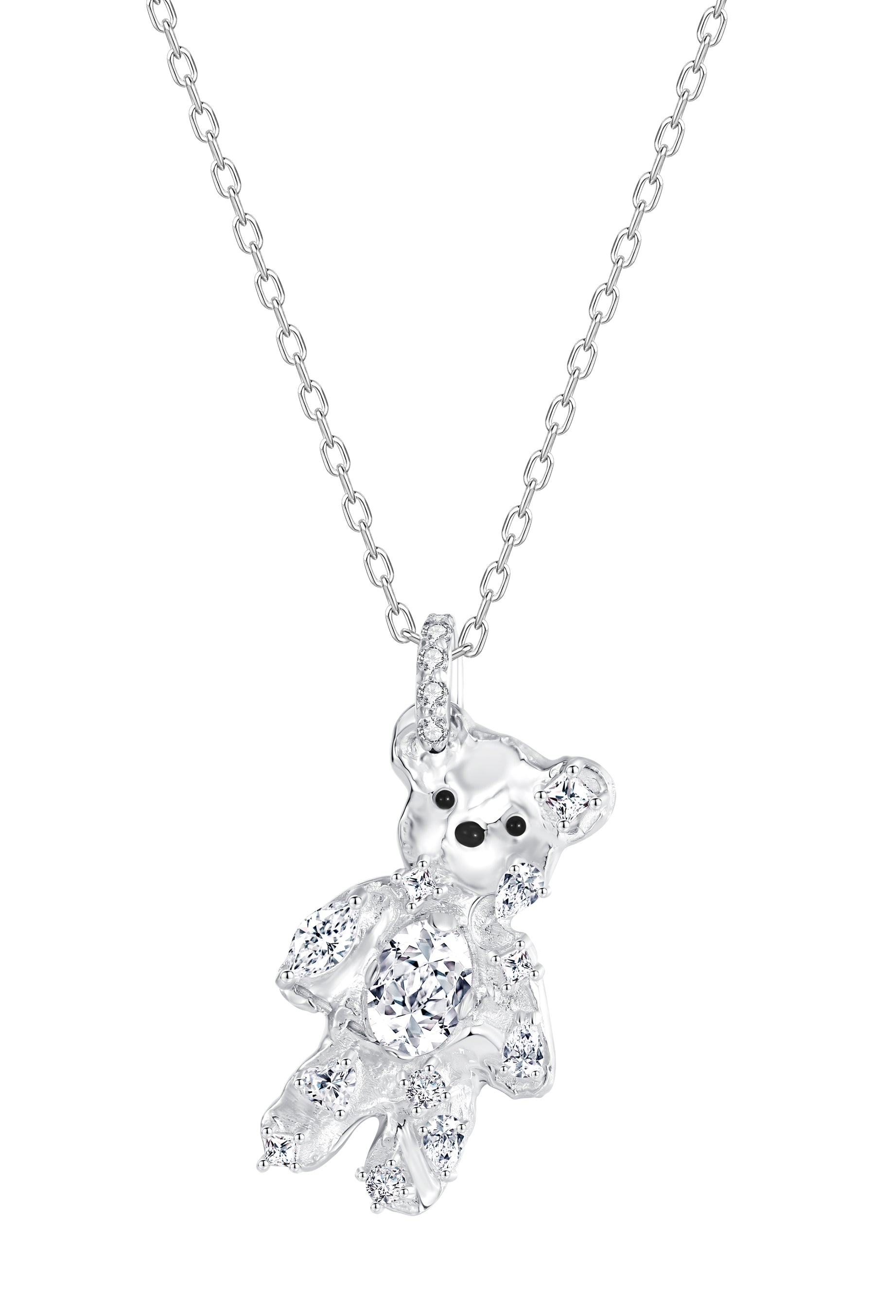 COIN GEMSTONE BEAR NECKLACE / SIL