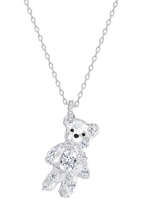 COIN GEMSTONE BEAR NECKLACE / SIL