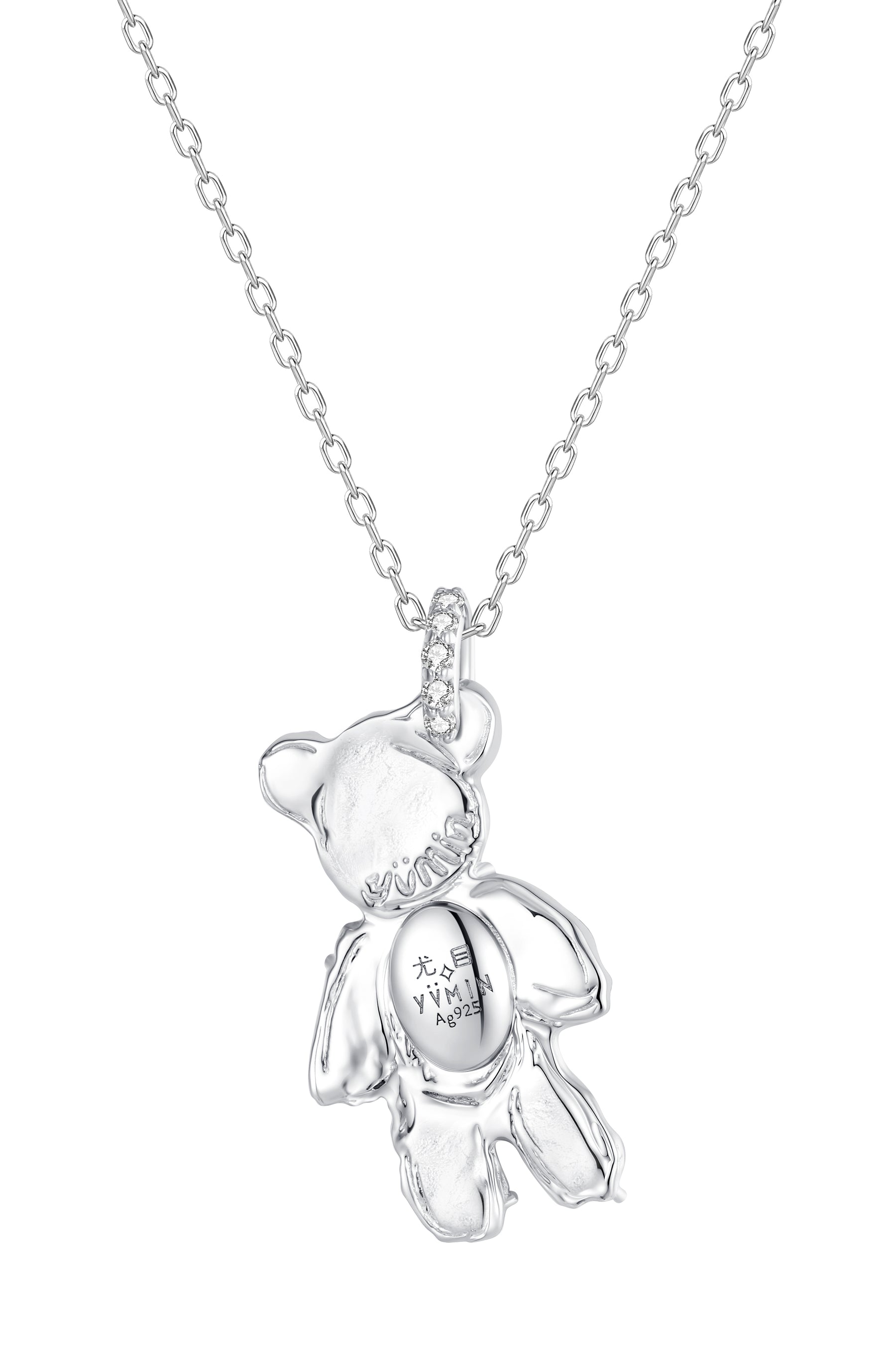 COIN GEMSTONE BEAR NECKLACE / SIL