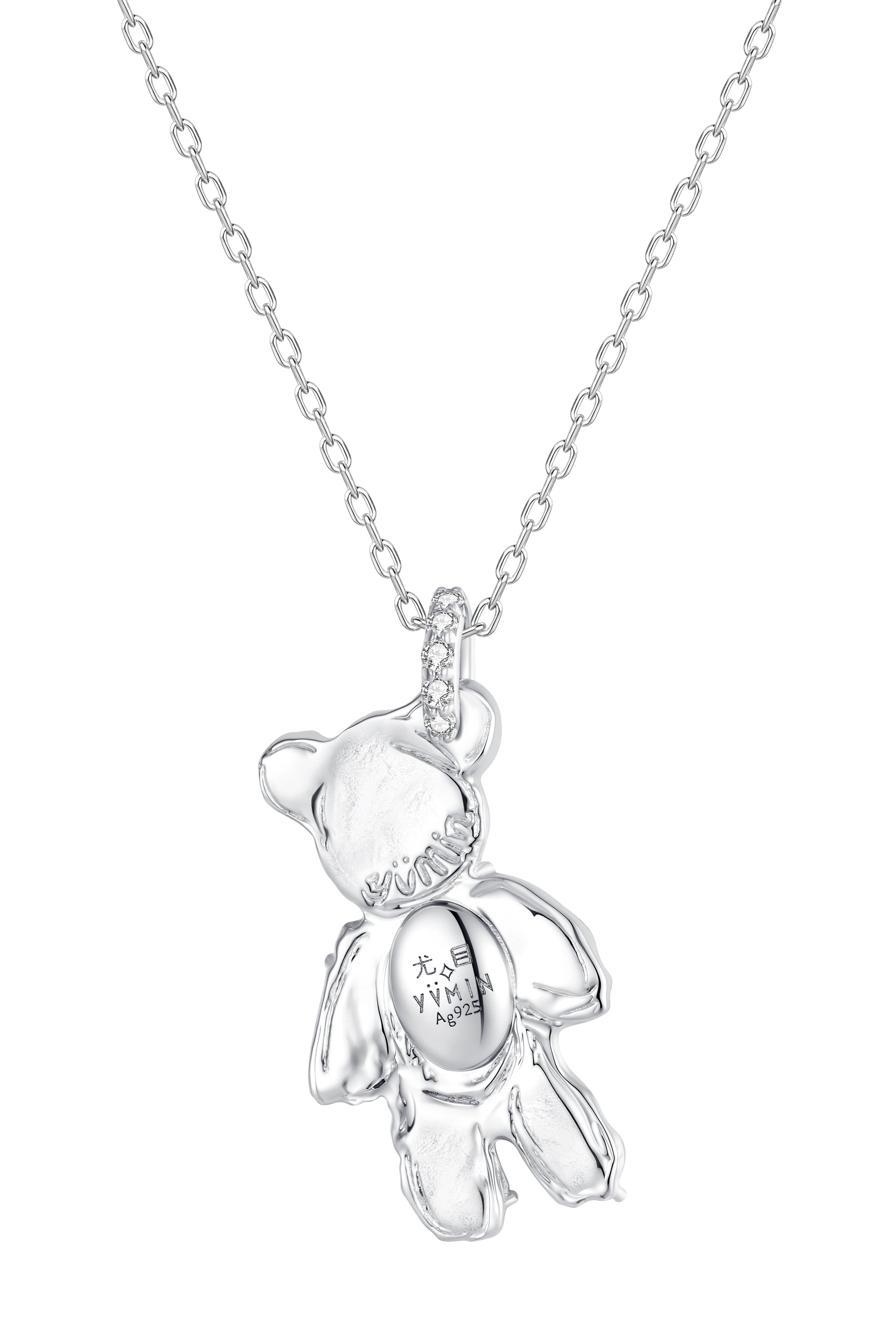 COIN GEMSTONE BEAR NECKLACE / SIL