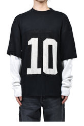 LAYERED KNIT MESH JERSEY / BLK/WHT 