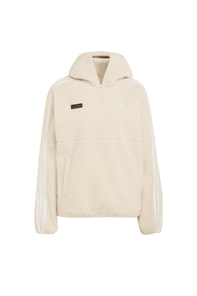 POLAR FLEECE 1/4 ZIP HOODIE JACKET / CLEAR BRW