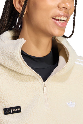 POLAR FLEECE 1/4 ZIP HOODIE JACKET / CLEAR BRW