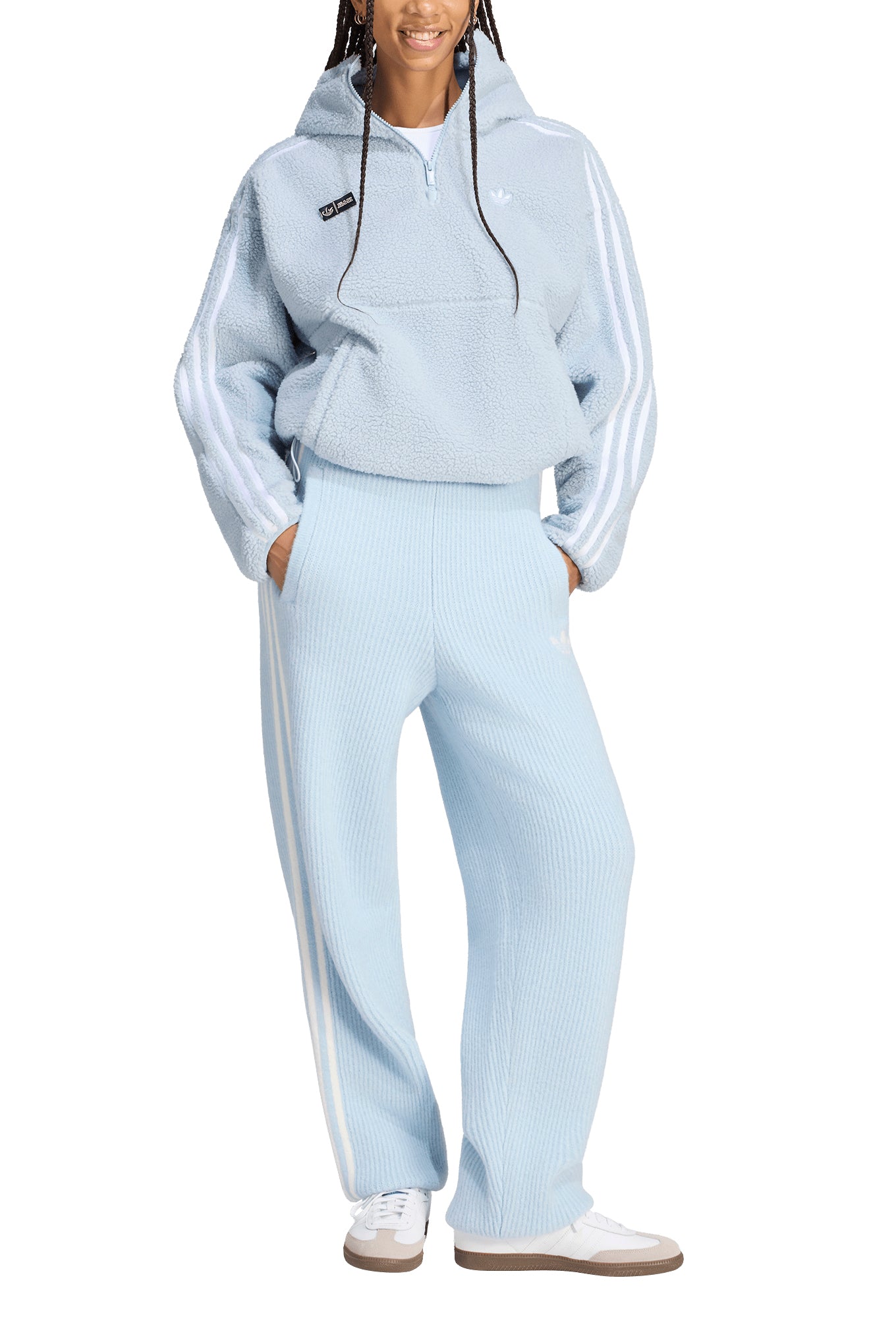 POLAR FLEECE 1/4 ZIP HOODIE JACKET / WONDER BLU