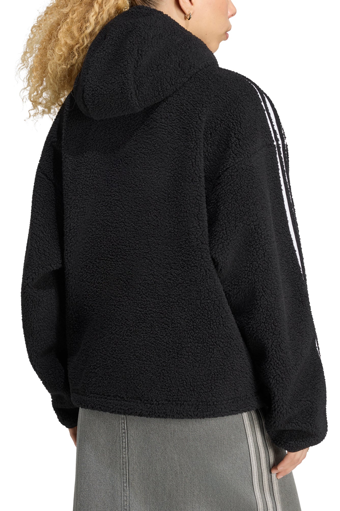 POLAR FLEECE 1/4 ZIP HOODIE JACKET / BLK