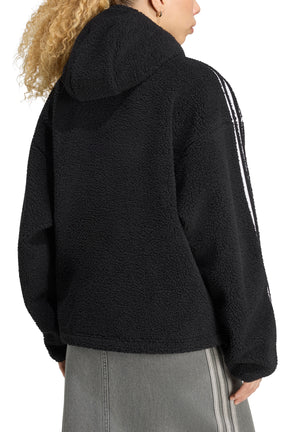 POLAR FLEECE 1/4 ZIP HOODIE JACKET / BLK
