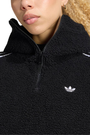 POLAR FLEECE 1/4 ZIP HOODIE JACKET / BLK