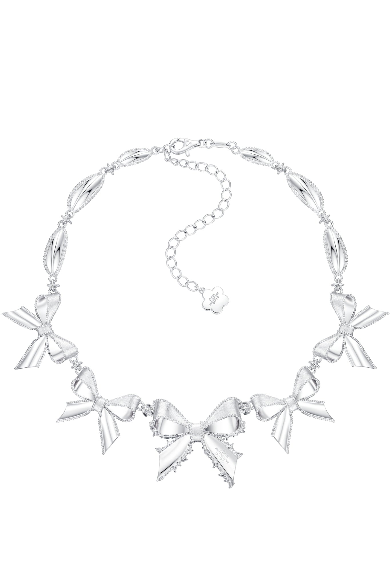 METAL MULTI BOWKNOT NECKLACE / SIL