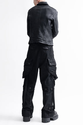 DENIM GASMASK CARGO TROUSER / BLK WAX