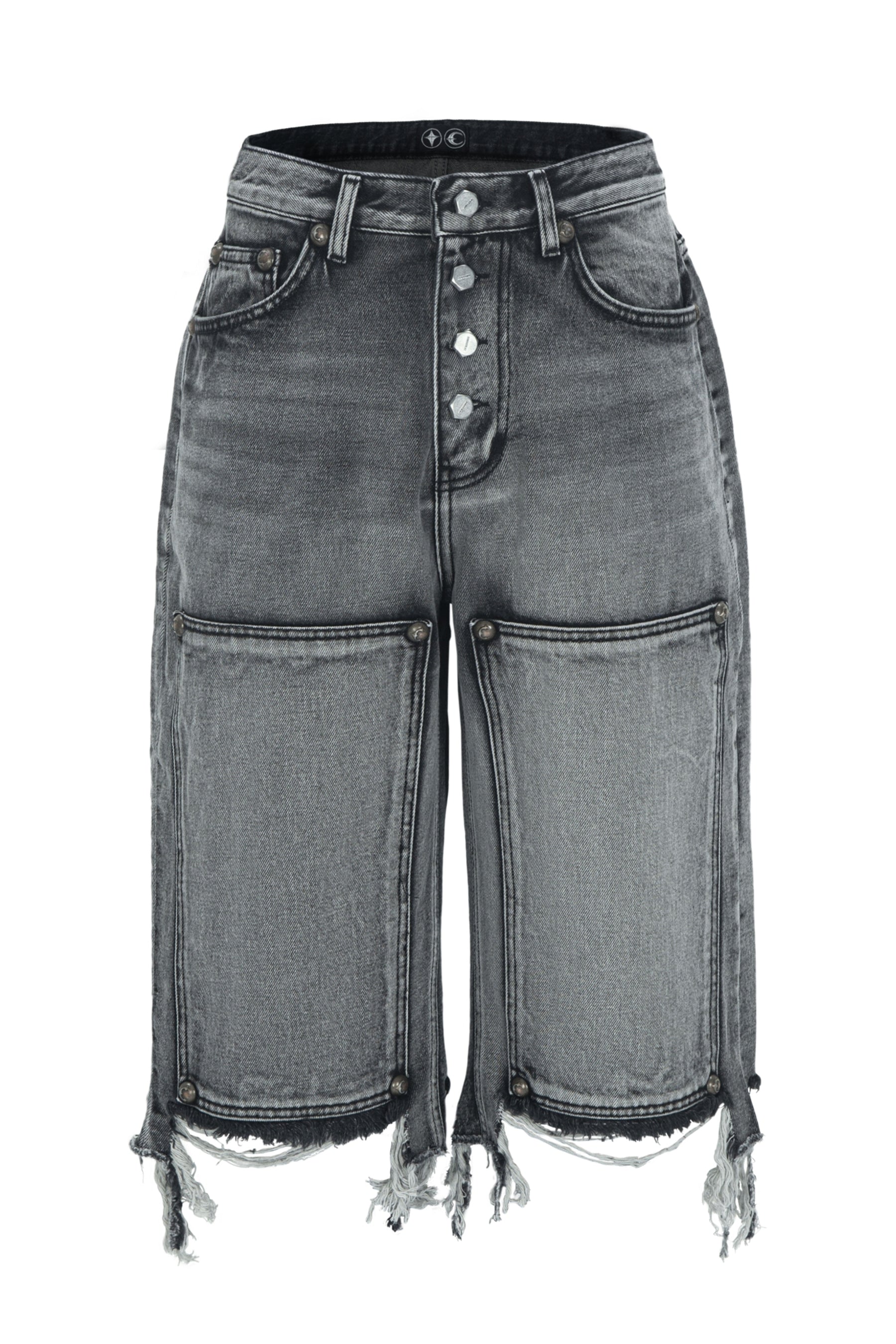 DOUBLE KNEE DENIM SHORT / BLK