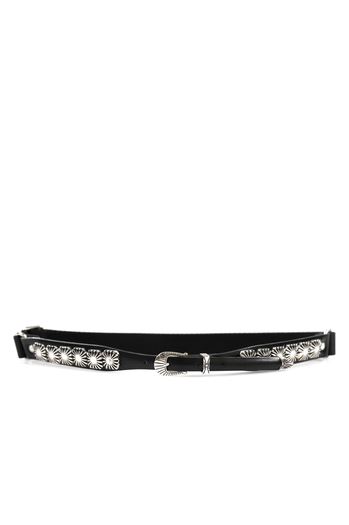 CONCHO LEATHER BELT / BLK