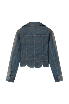 TIE-DYE  DENIM JACKET / PETROL BLU
