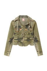 TIE-DYE DENIM JACKET / OLV GRN