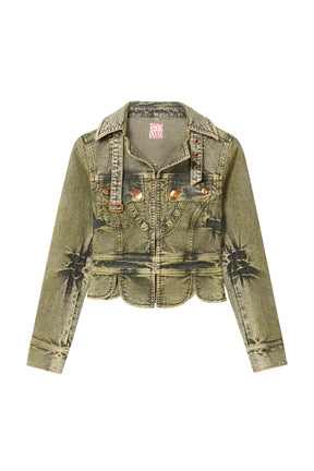TIE-DYE DENIM JACKET / OLV GRN
